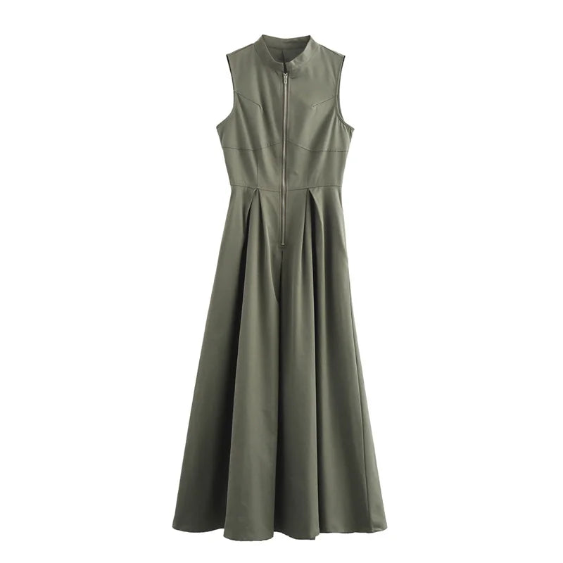 Mouwloze Maxi Jurk met Rits - Elegant & Verfijnd