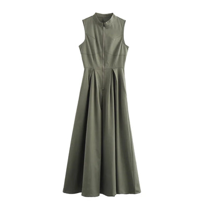 Mouwloze Maxi Jurk met Rits - Elegant & Verfijnd