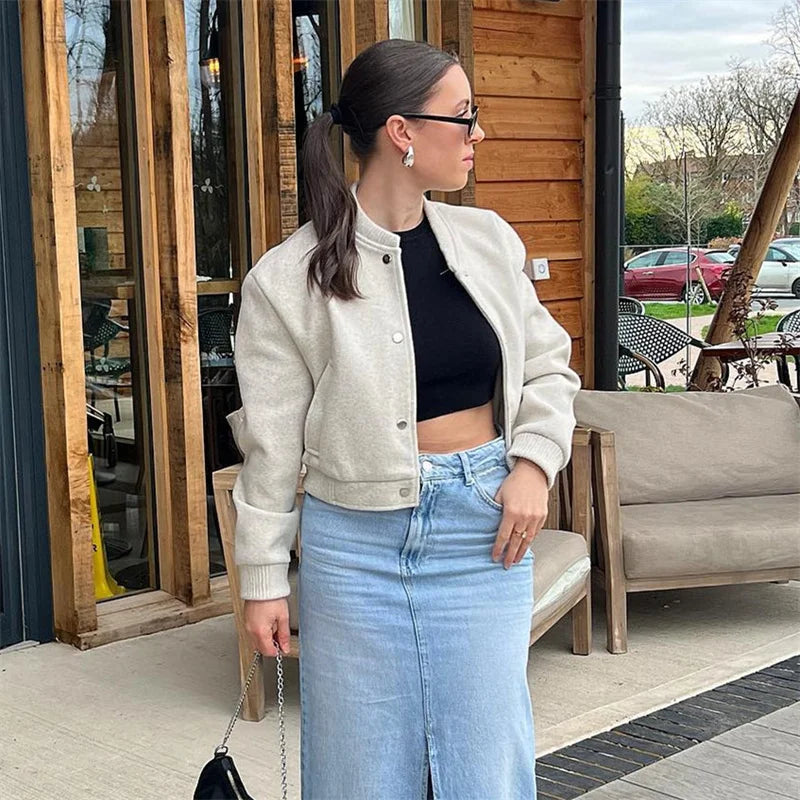 Cropped Bomber Jas - Casual & Chic