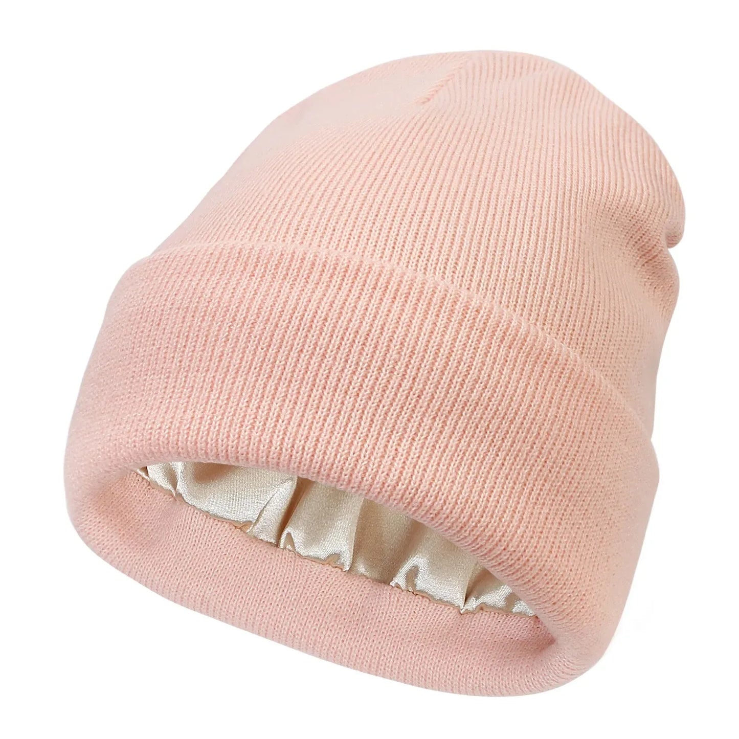 Roze Beanie met Zijden Voering - Beschermt je Haar & Houdt je Warm