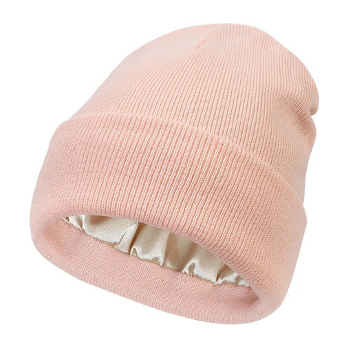 Roze Beanie met Zijden Voering - Beschermt je Haar & Houdt je Warm